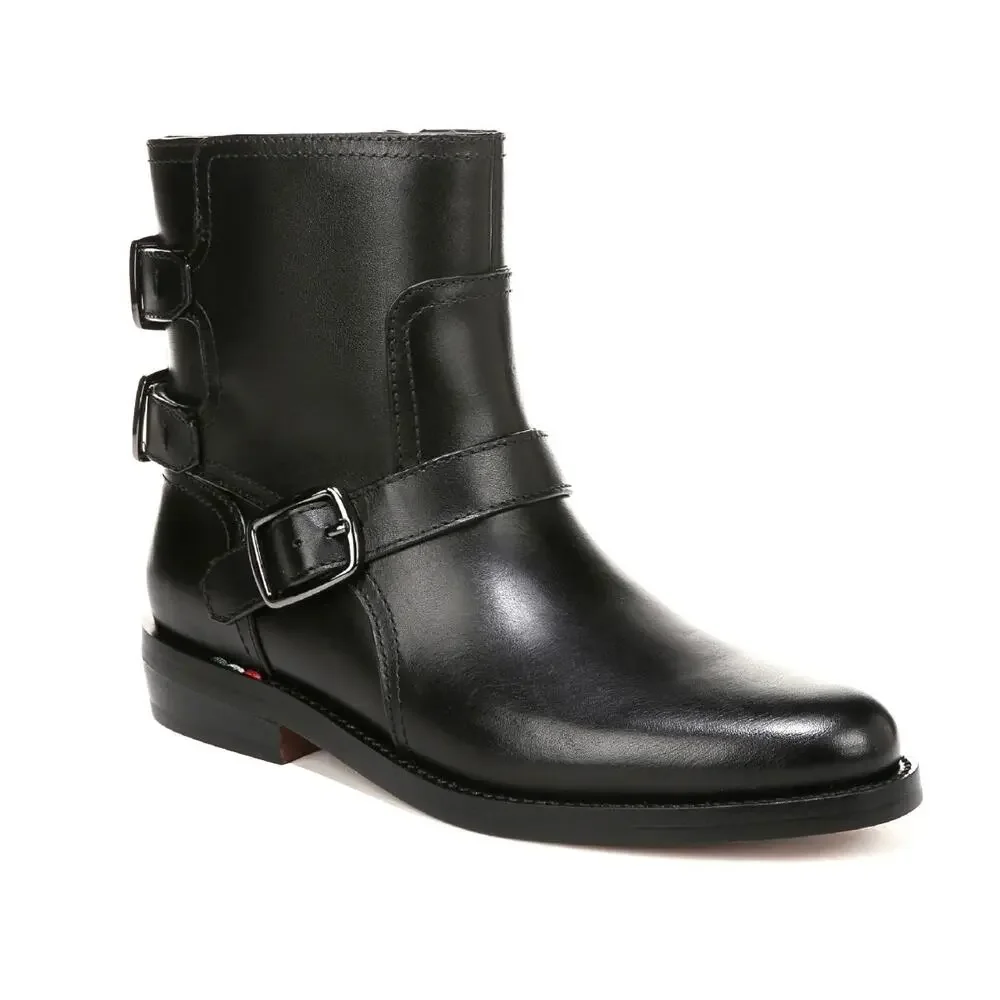 Franco Sarto Prina Women Moto Boot Size 7.5 Black Leather Biker Short Bootie New